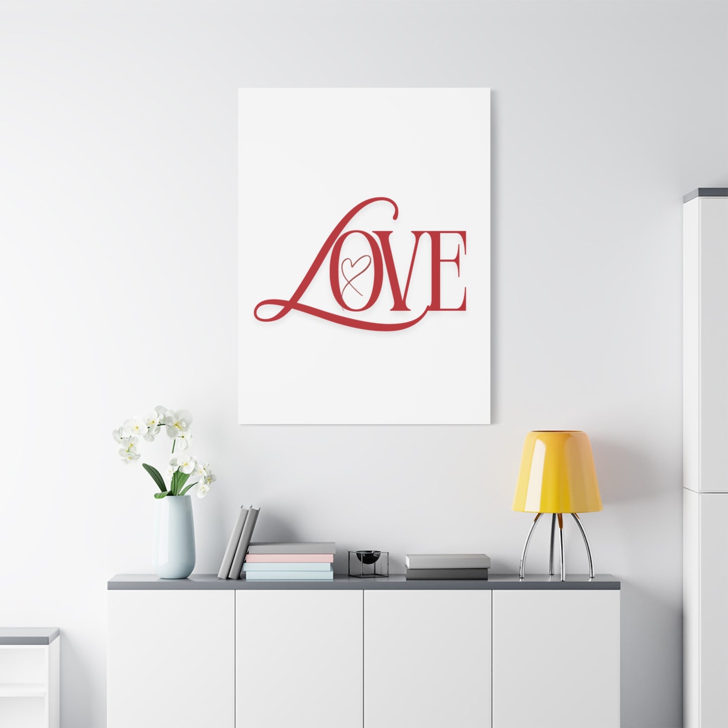 Red Script LOVE with Heart Canvas