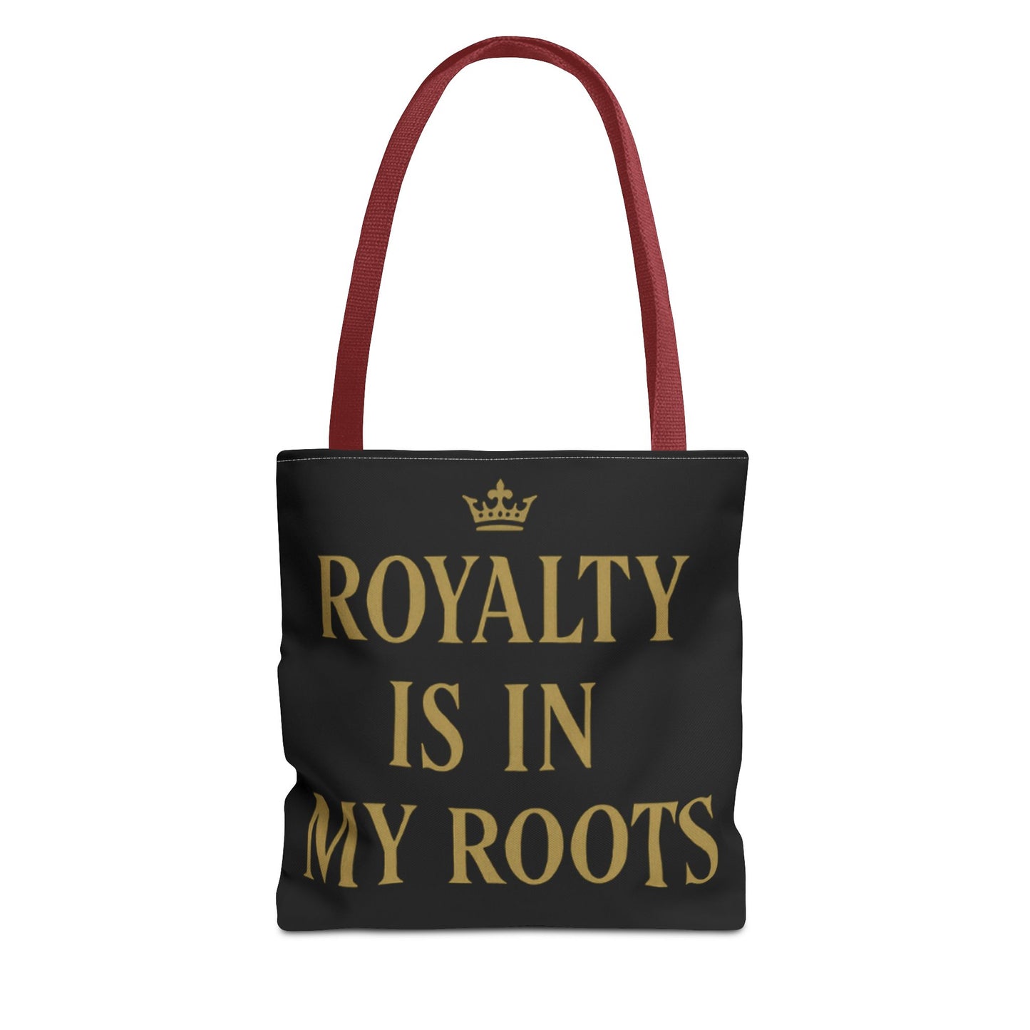 Royalty Is in My Roots Tote Bag - Stylish Eco-Friendly Carryall, Perfect Gift for Her, Black Gold Design, Daily Use, Travel Bag