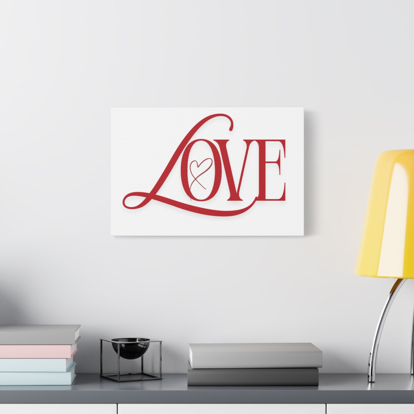 Red Script LOVE with Heart Canvas