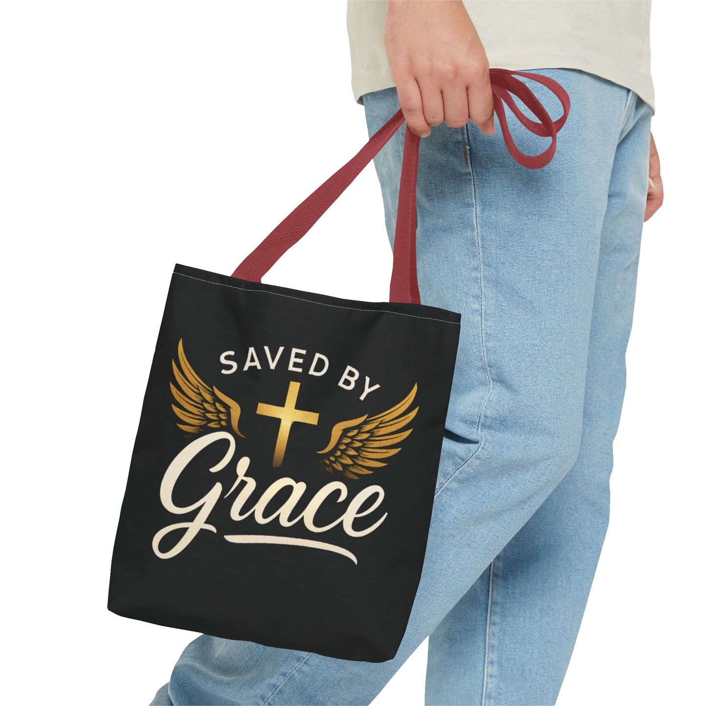 Saved by Grace Tote Bag | Inspirational Christian Gift for Faith, Spiritual Journey, Church Events, Everyday Use, Stylish Carryall