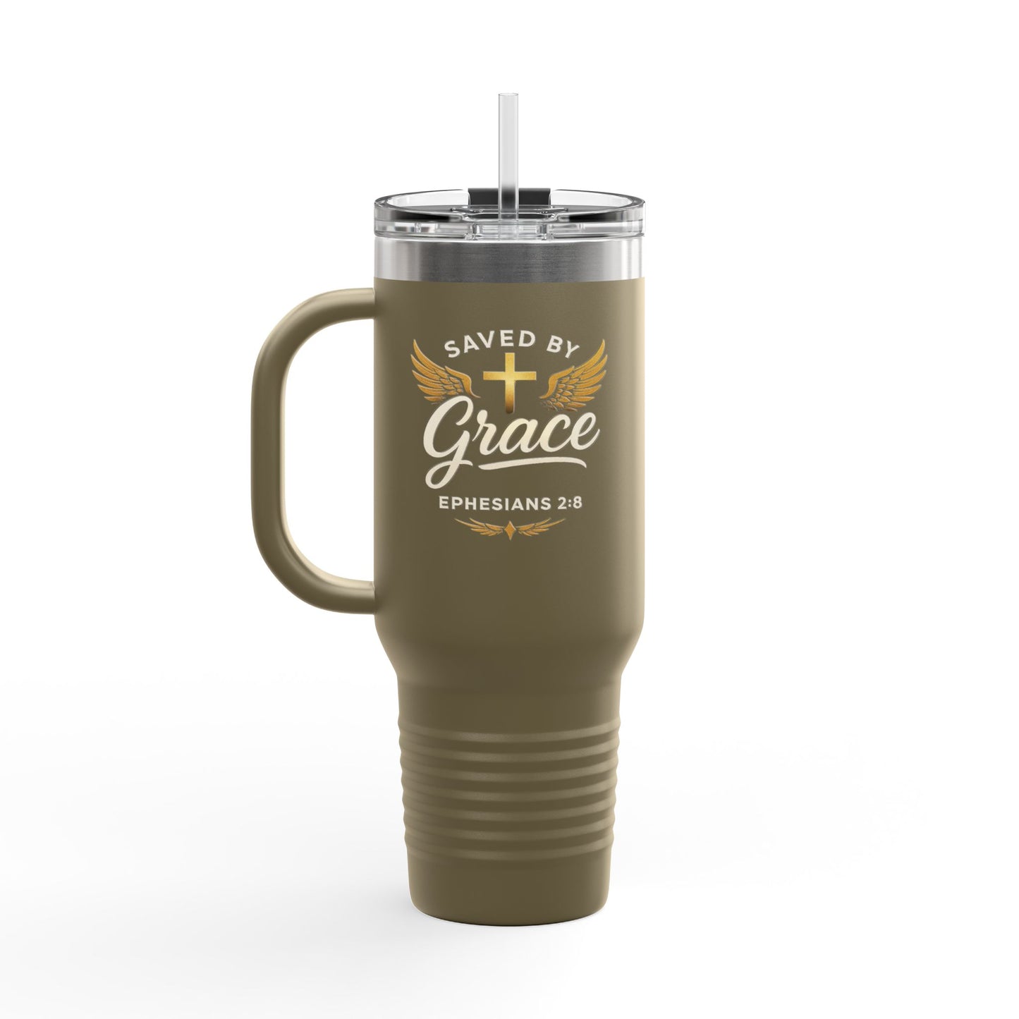 Christian Insulated Travel Mug - Saved by Grace Ephesians 2:8, Perfect for Faith-Based Gifts, Road Trips, Coffee Lovers, Encouragement