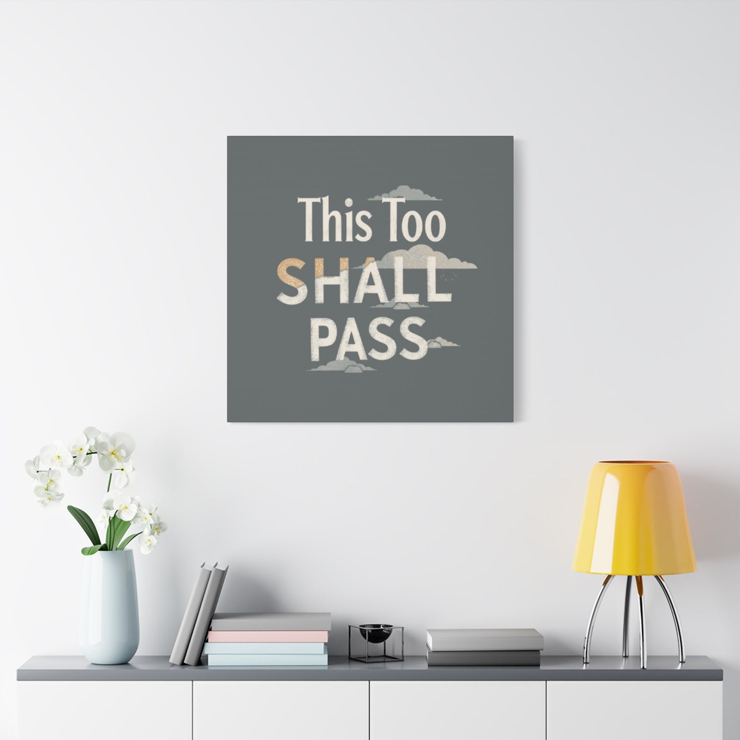 This Too Shall Pass Matte Canvas Print, Stretched Wall Art | Calming Hand-Lettered Typography
