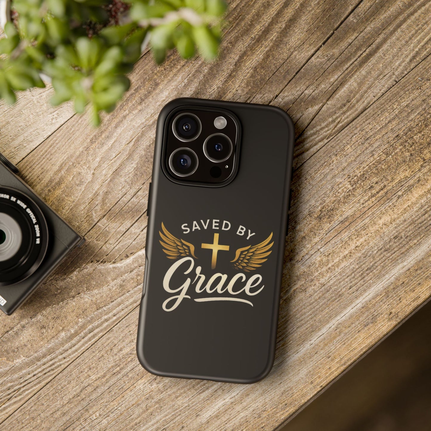 Christian Phone Case - Saved by Grace Design, Unique Gift for Believers, Inspirational Accessory, Stylish Christian Decor