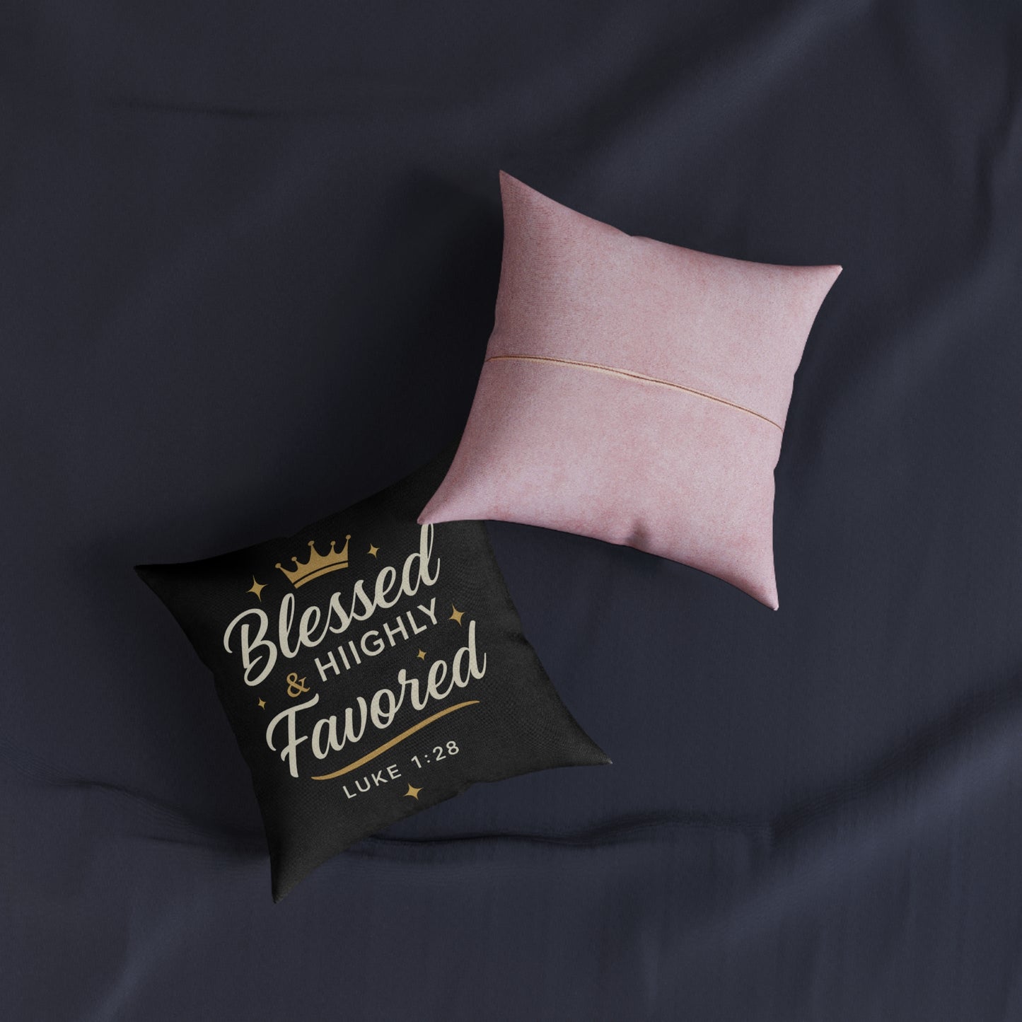 Blessed & Highly Favored Pink Square Pillow - Inspirational Home Decor, Christian Gift, Cozy Living, Faith-Based Decoration, Religious [...]