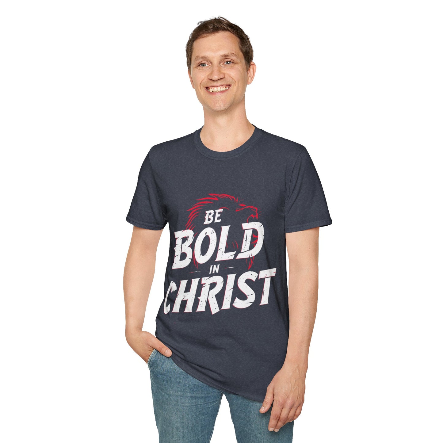 Be Bold in Christ T-Shirt | Christian Faith Tee, Lion Silhouette Typography