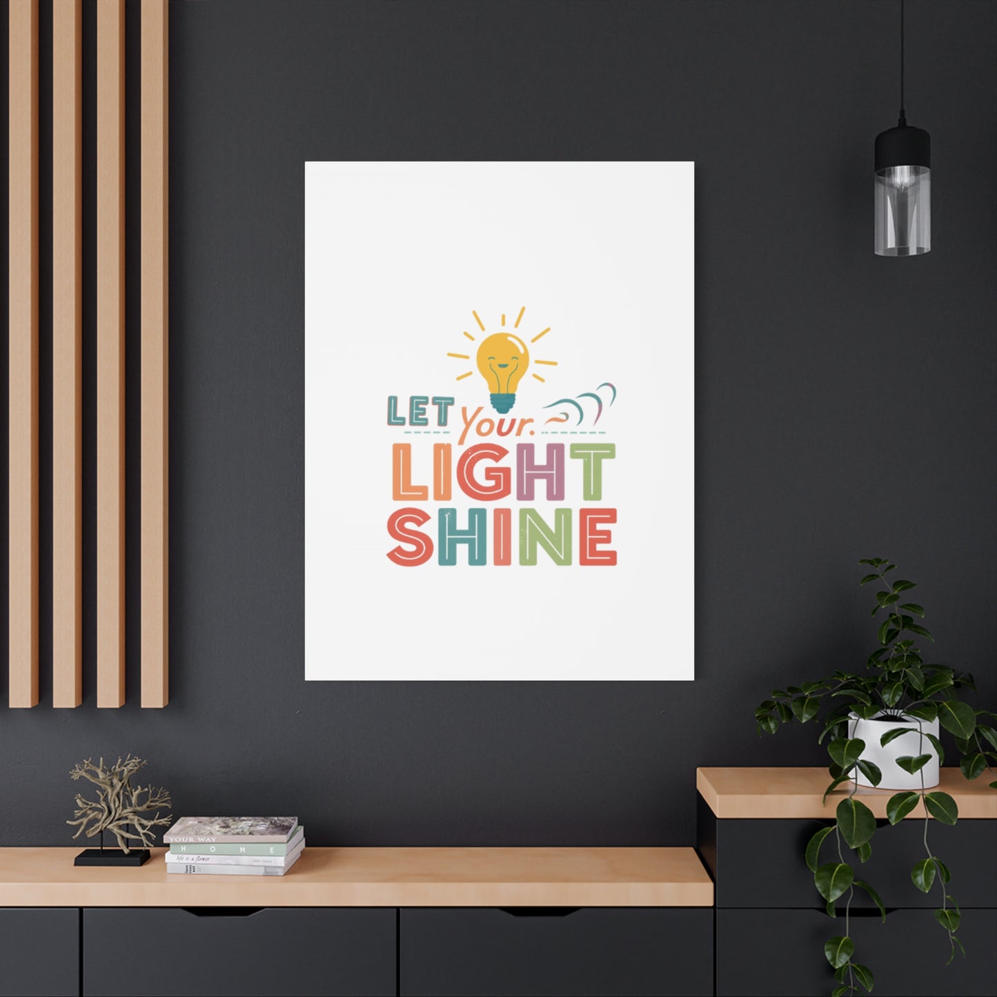 Let Your Light Shine Canvas Print | Smiling Lightbulb Wall Art