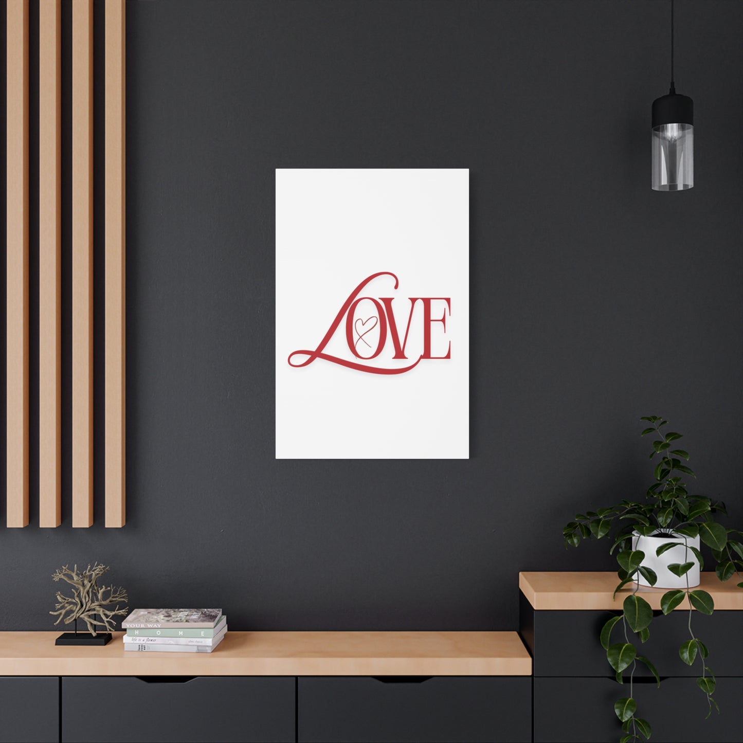 Red Script LOVE with Heart Canvas