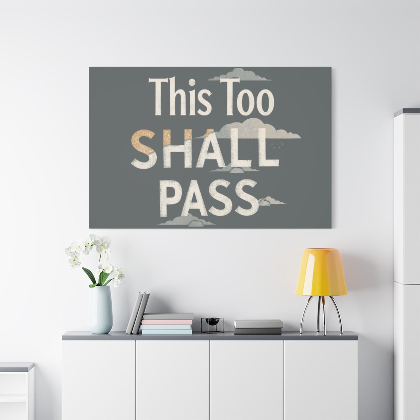 This Too Shall Pass Matte Canvas Print, Stretched Wall Art | Calming Hand-Lettered Typography