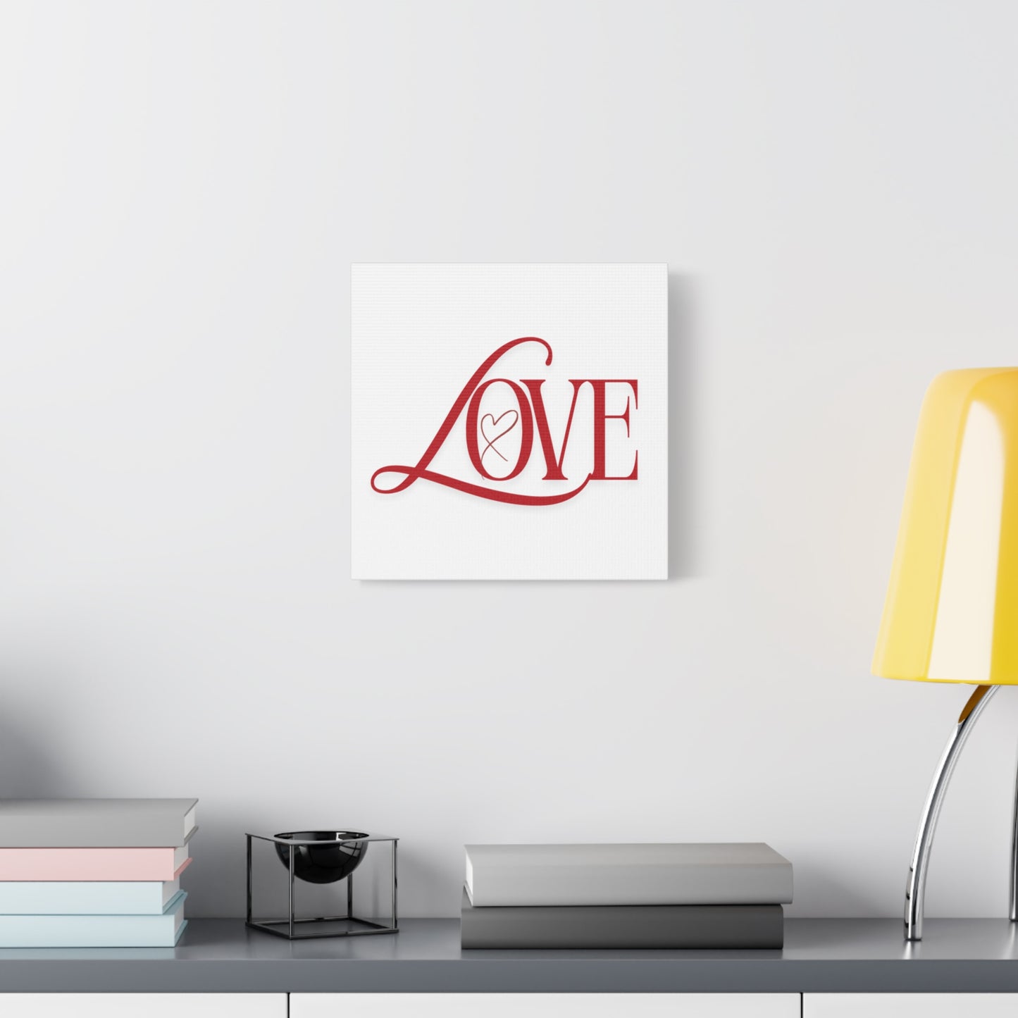 Red Script LOVE with Heart Canvas