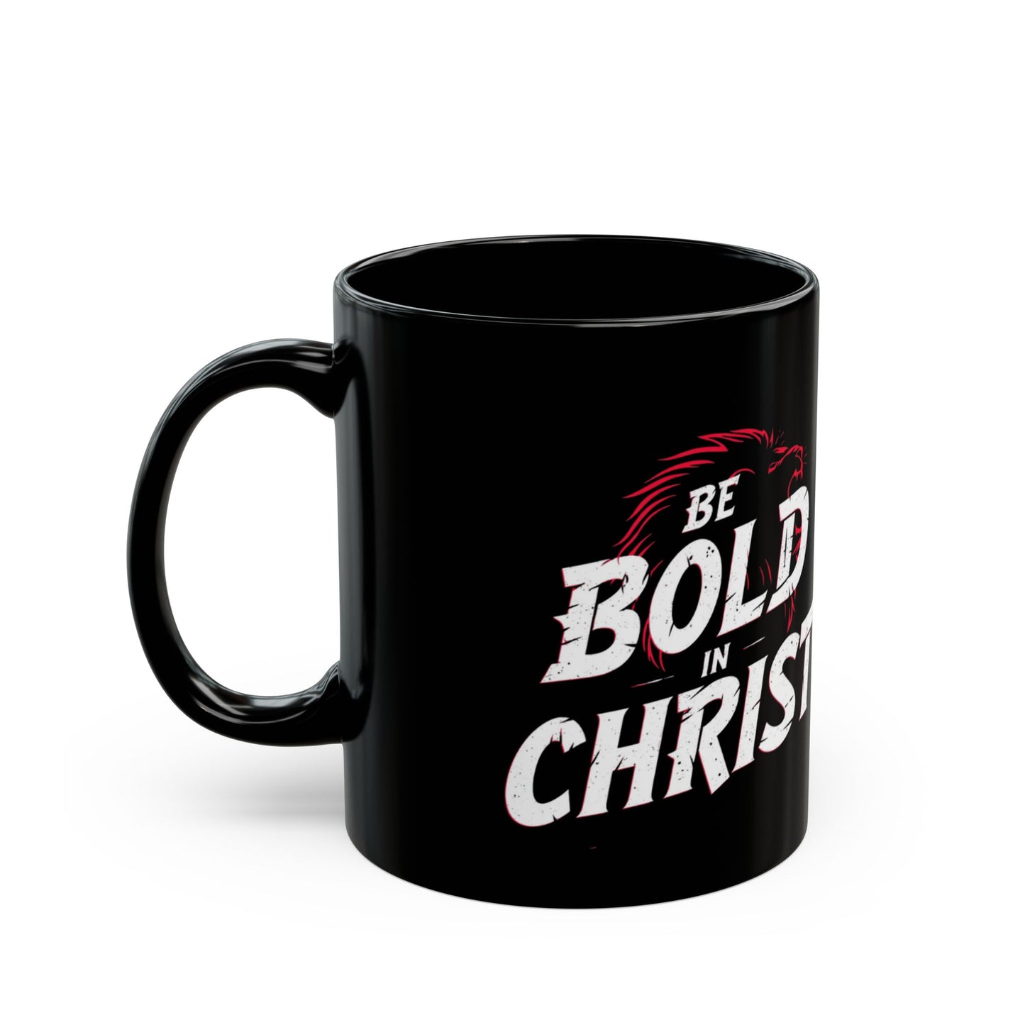 Be Bold in Christ Mug | Christian Faith Coffee Cup, Black Ceramic