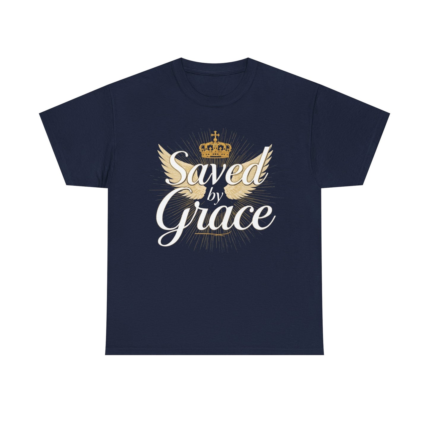 Saved by Grace tee | Christian crown and wings faith shirt