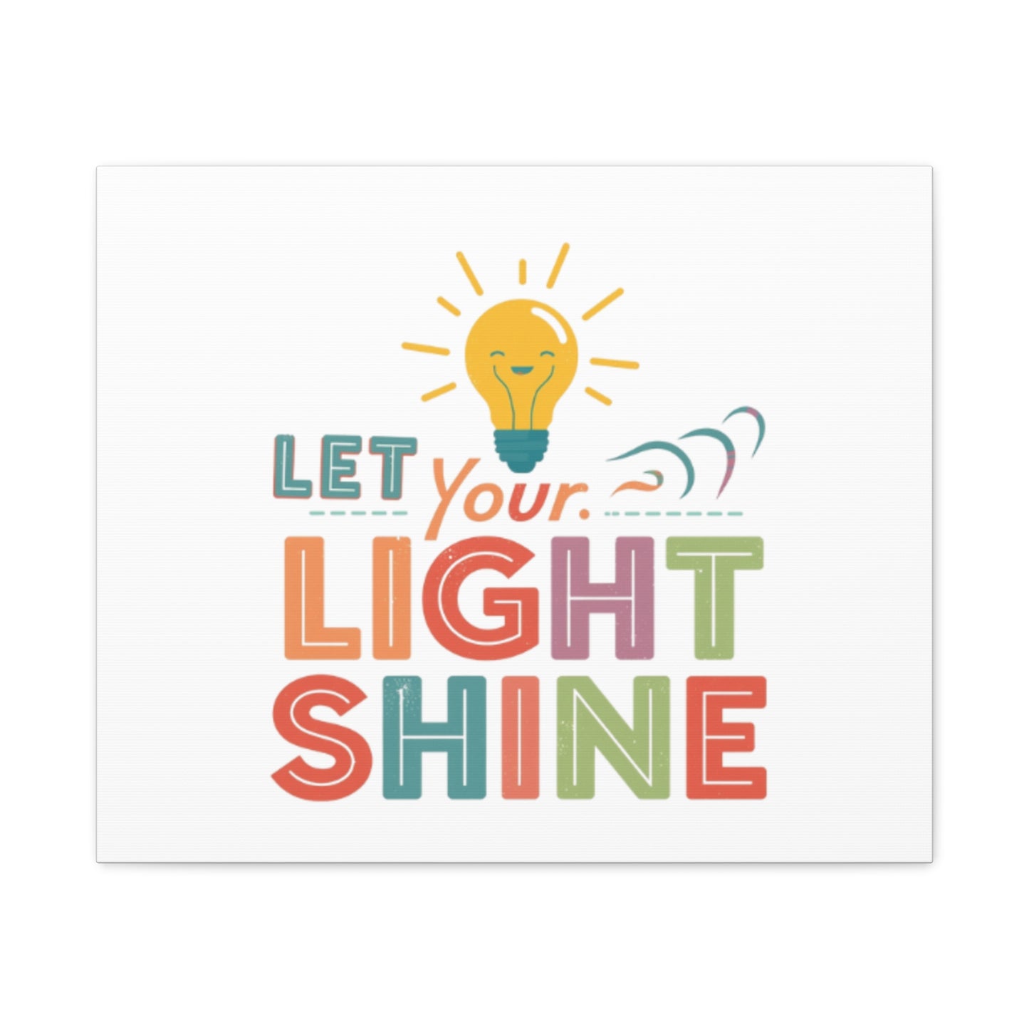 Let Your Light Shine Canvas Print | Smiling Lightbulb Wall Art