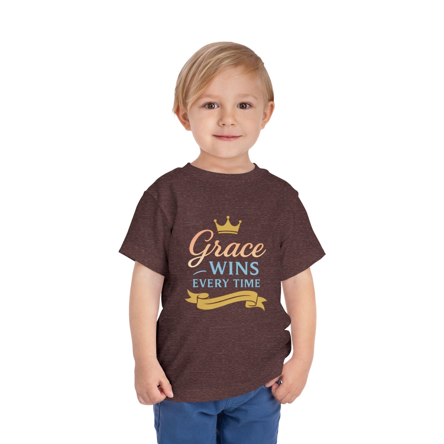 Toddler Short Sleeve Tee - "Grace Wins Every Time" Inspirational Kids T-Shirt, Perfect for Birthdays, Playdates, Baby Showers, Gifts, [...]