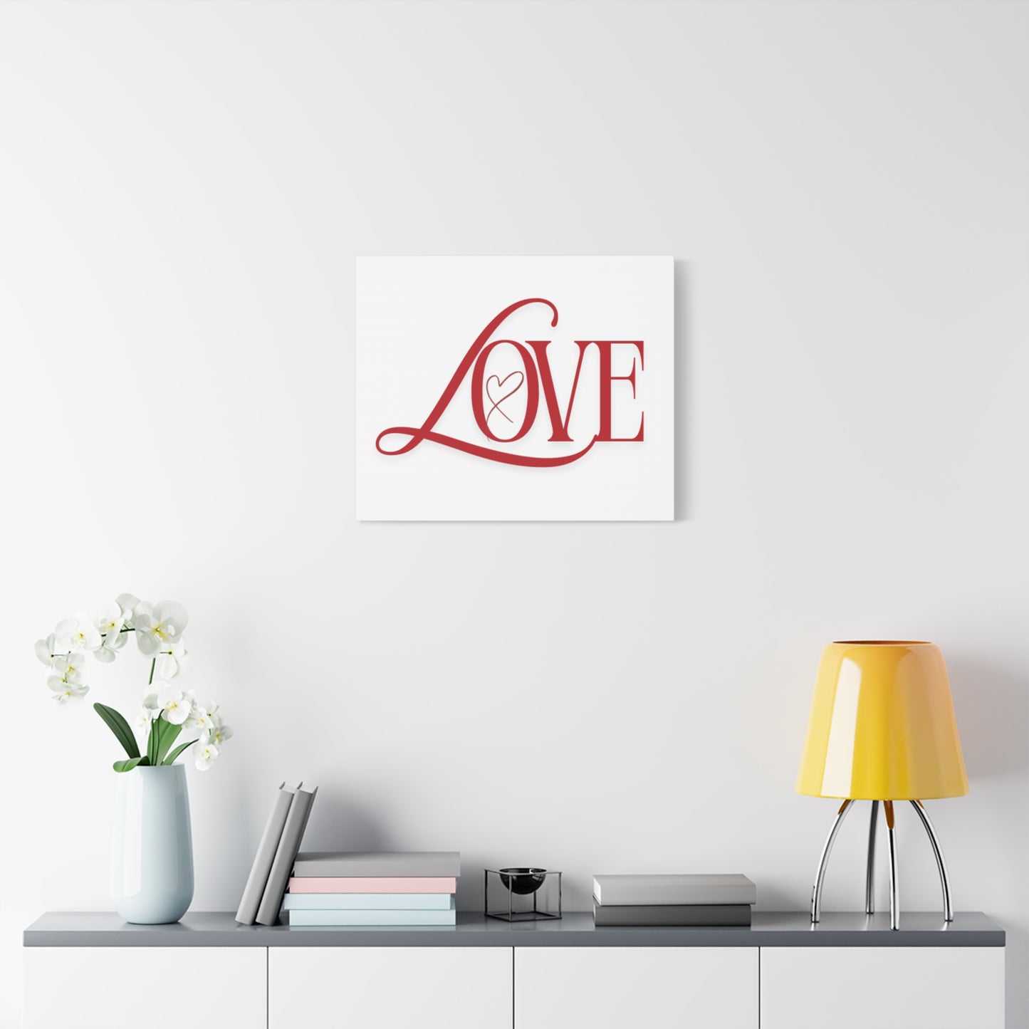 Red Script LOVE with Heart Canvas
