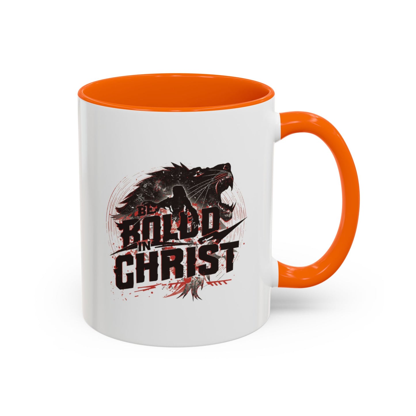 Be Bold In Christ mug | Christian wolf graphic, black accented coffee mug