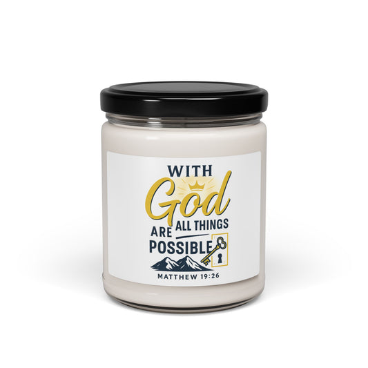 Inspirational Scented Candle - With God All Things Are Possible, Faith-Based Gift, Home Decor, Relaxation