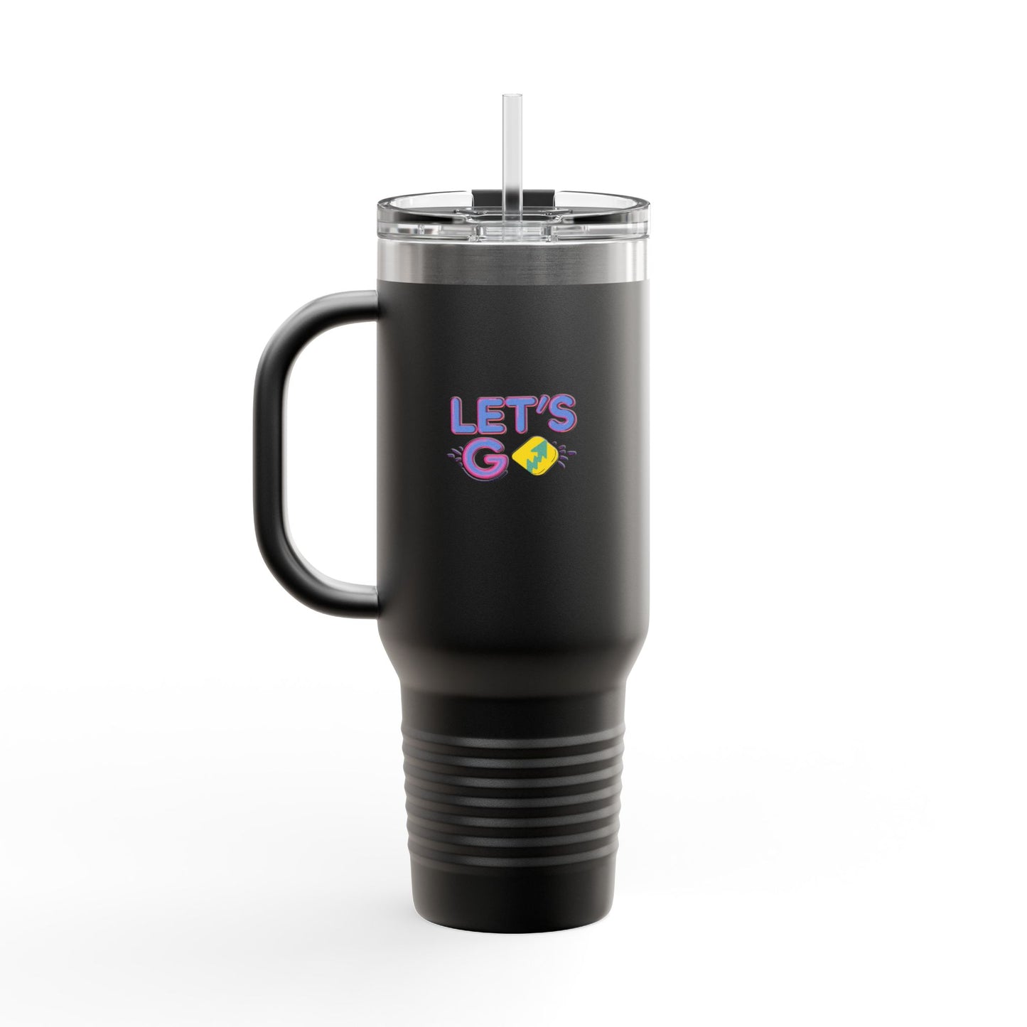 Colorful UV-DTF Artwork 40oz Insulated Travel Mug | Stainless Steel, Leak-Resistant