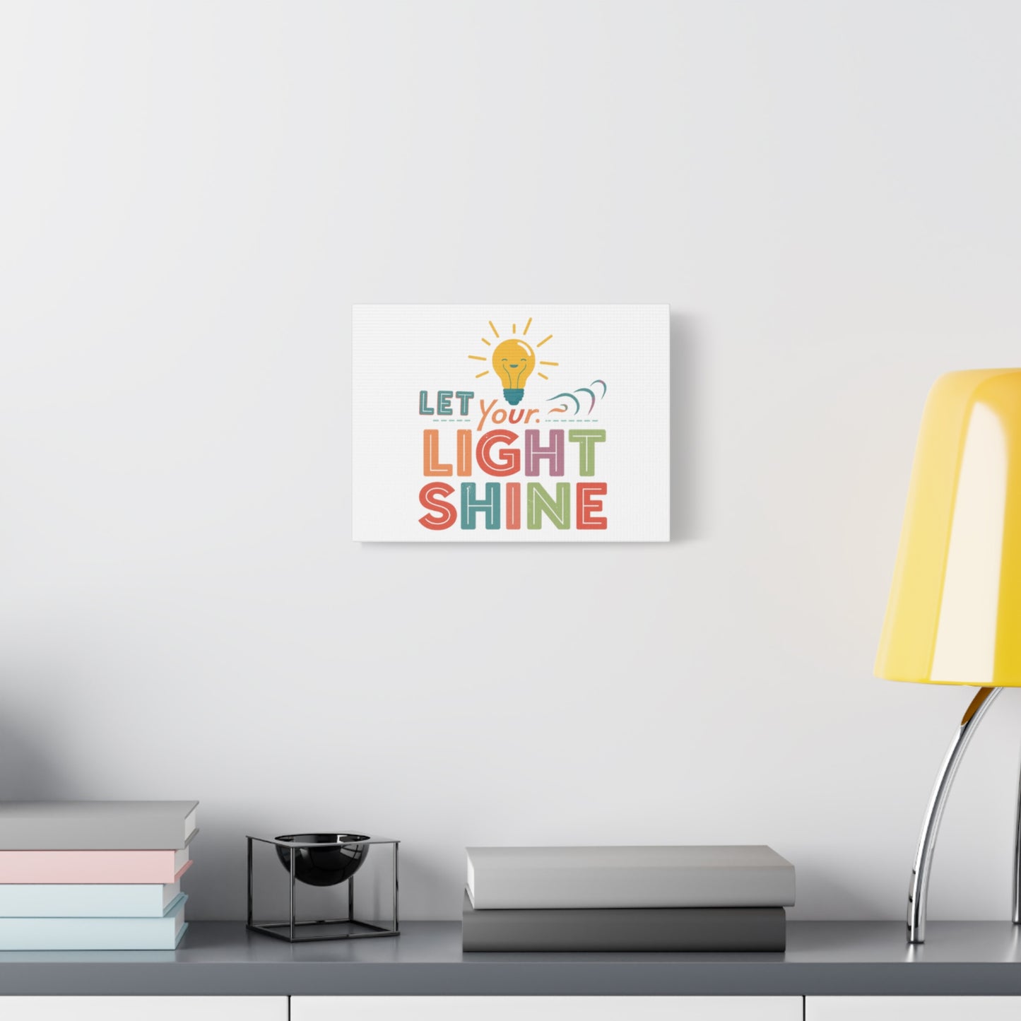 Let Your Light Shine Canvas Print | Smiling Lightbulb Wall Art