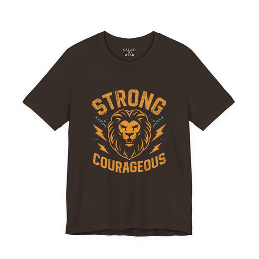 Strong Courageous Lion Tee | Vintage Lion Head, Motivational Graphic