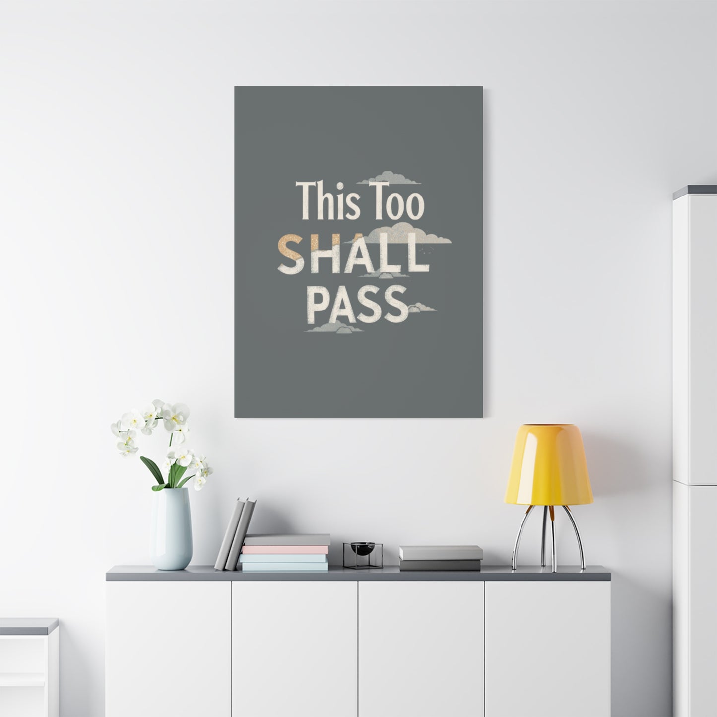 This Too Shall Pass Matte Canvas Print, Stretched Wall Art | Calming Hand-Lettered Typography