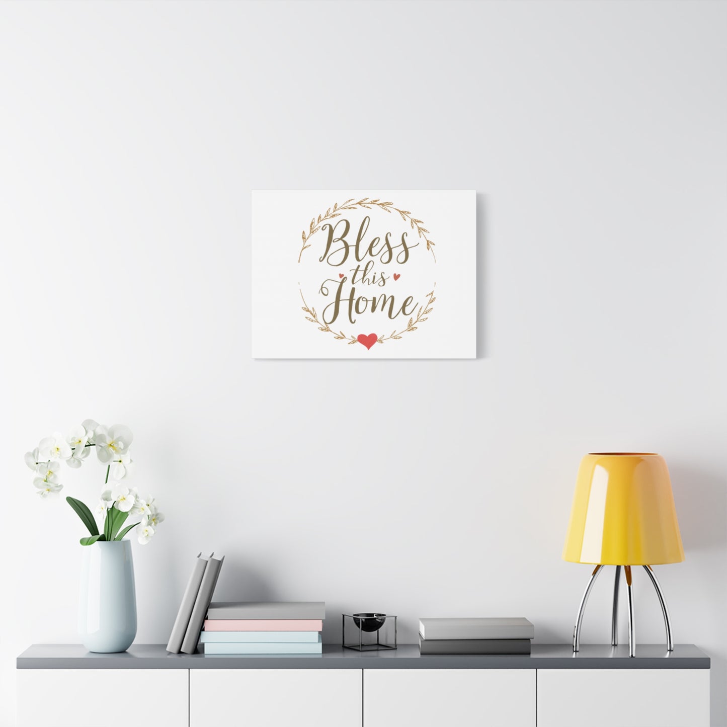 Bless This Home laurel wreath wall art Canvas | Matte Stretched 1.25"