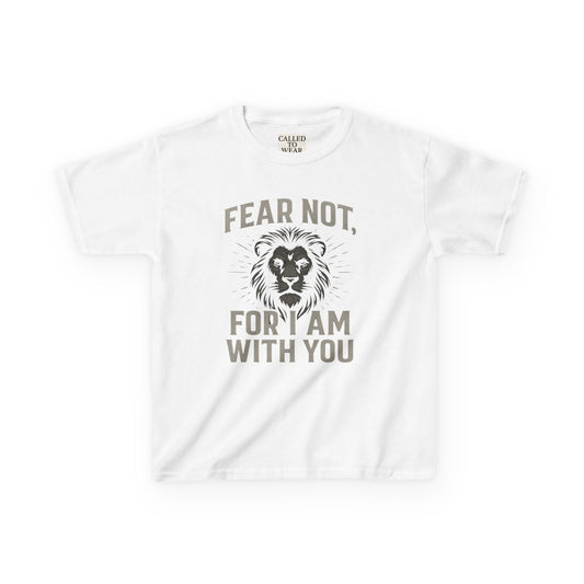 Kids Inspirational Lion Tee - Fear Not Design, Boys Girls Gift, Motivational T-Shirt, Children's Apparel, Faith-Based Clothing