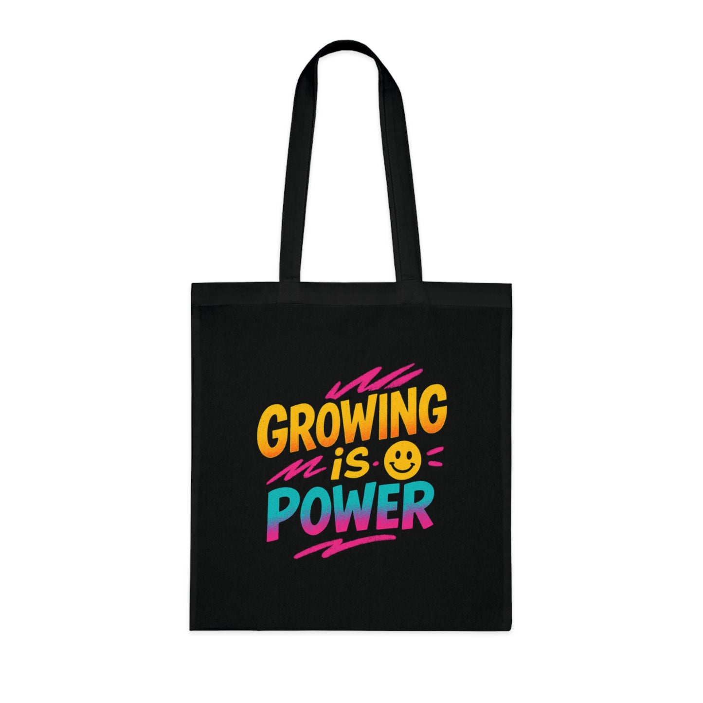 Empowering Cotton Tote Bag - "Growing is Power" - Eco-Friendly, Reusable, Gift for Students, Motivational, Everyday Use