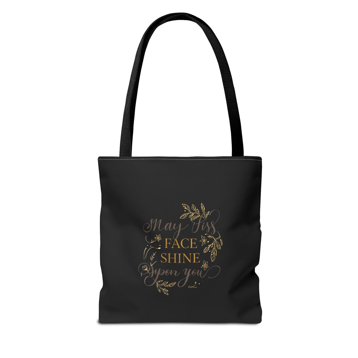 Gold Botanical Lettering Tote Bag | Structured Polyester Market Bag