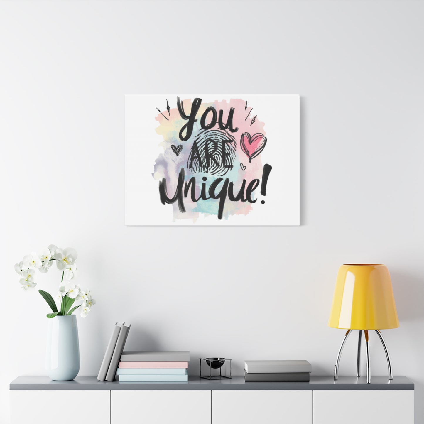 You Are Unique fingerprint heart canvas