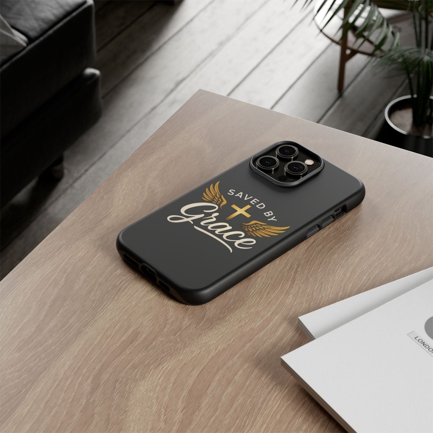 Christian Phone Case - Saved by Grace Design, Unique Gift for Believers, Inspirational Accessory, Stylish Christian Decor