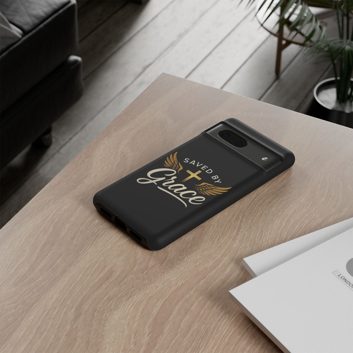 Christian Phone Case - Saved by Grace Design, Unique Gift for Believers, Inspirational Accessory, Stylish Christian Decor