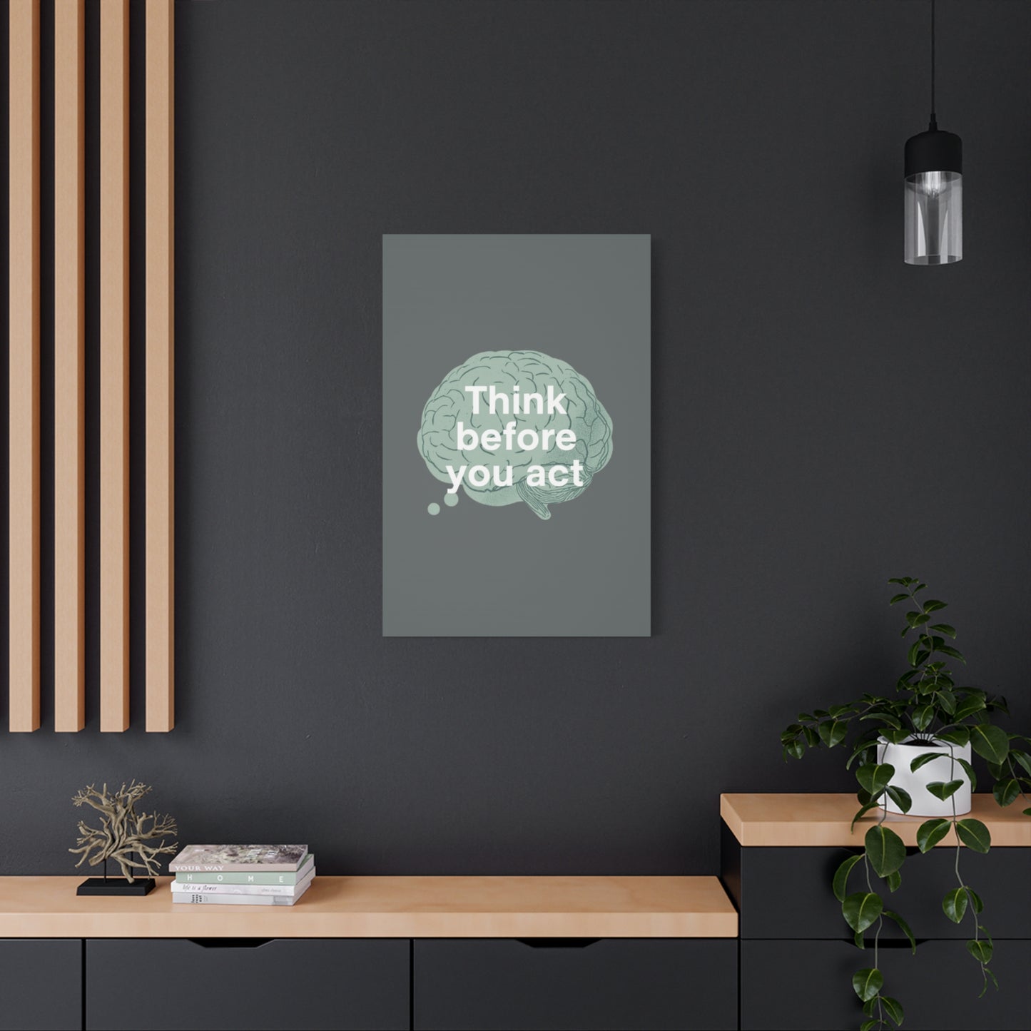Think Before You Act brain illustration Canvas
