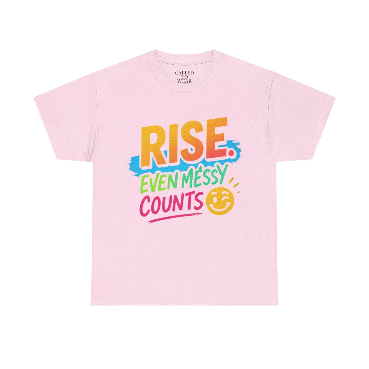 Rise Even Messy Counts Tee | Smiley Brushstroke Motivation