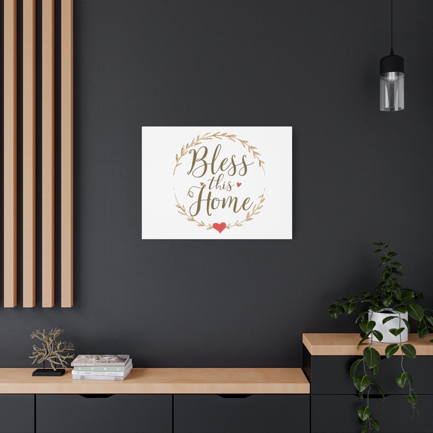 Bless This Home laurel wreath wall art Canvas | Matte Stretched 1.25"