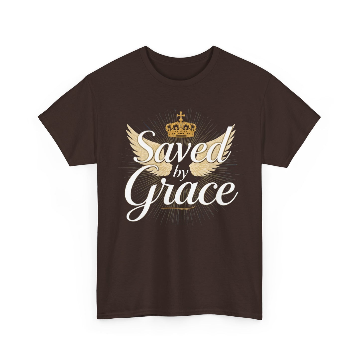 Saved by Grace tee | Christian crown and wings faith shirt