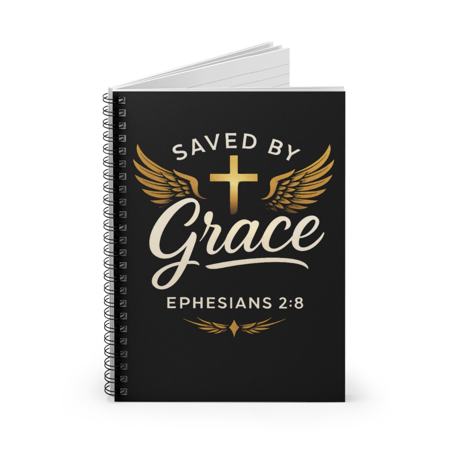 Saved by Grace Spiral Notebook - Inspirational Christian Journal, Perfect for Gifts, Bible Study, Worship Notes, Ephesians 2:8