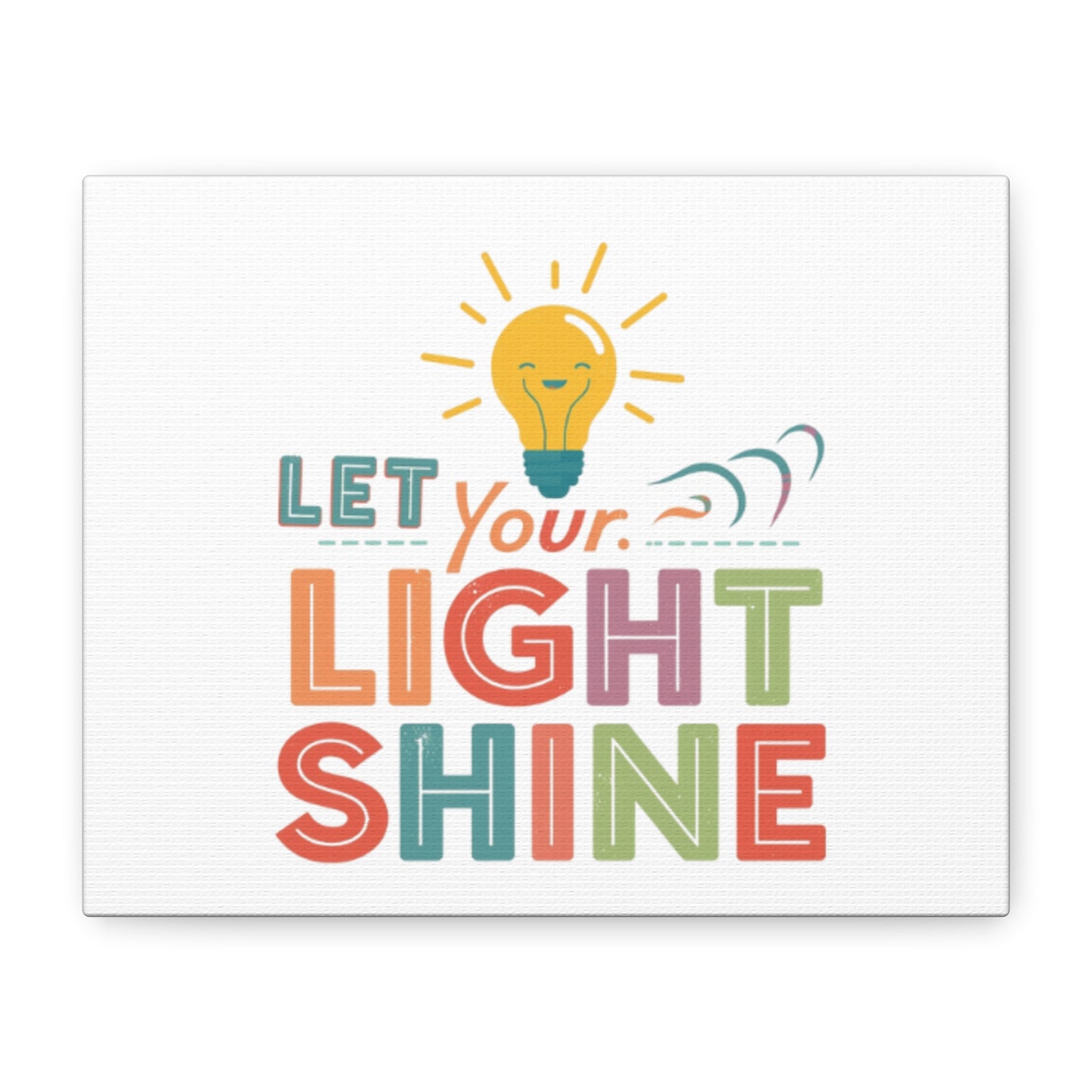 Let Your Light Shine Canvas Print | Smiling Lightbulb Wall Art