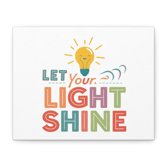 Let Your Light Shine Canvas Print | Smiling Lightbulb Wall Art