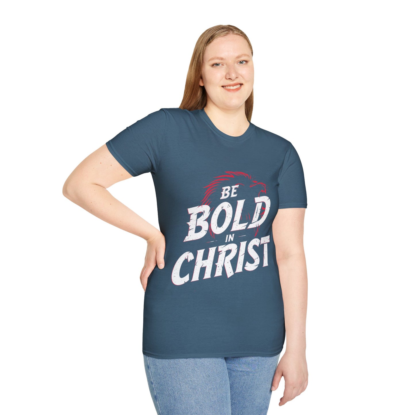 Be Bold in Christ T-Shirt | Christian Faith Tee, Lion Silhouette Typography