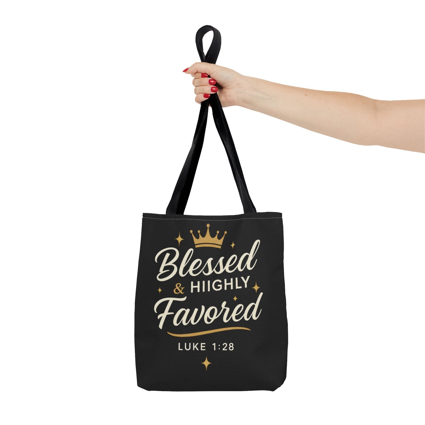 Blessed & Highly Favored Tote Bag | Inspirational Gift | Church Events | Christian Tote | Motivational Bag | Faith-Based Accessory