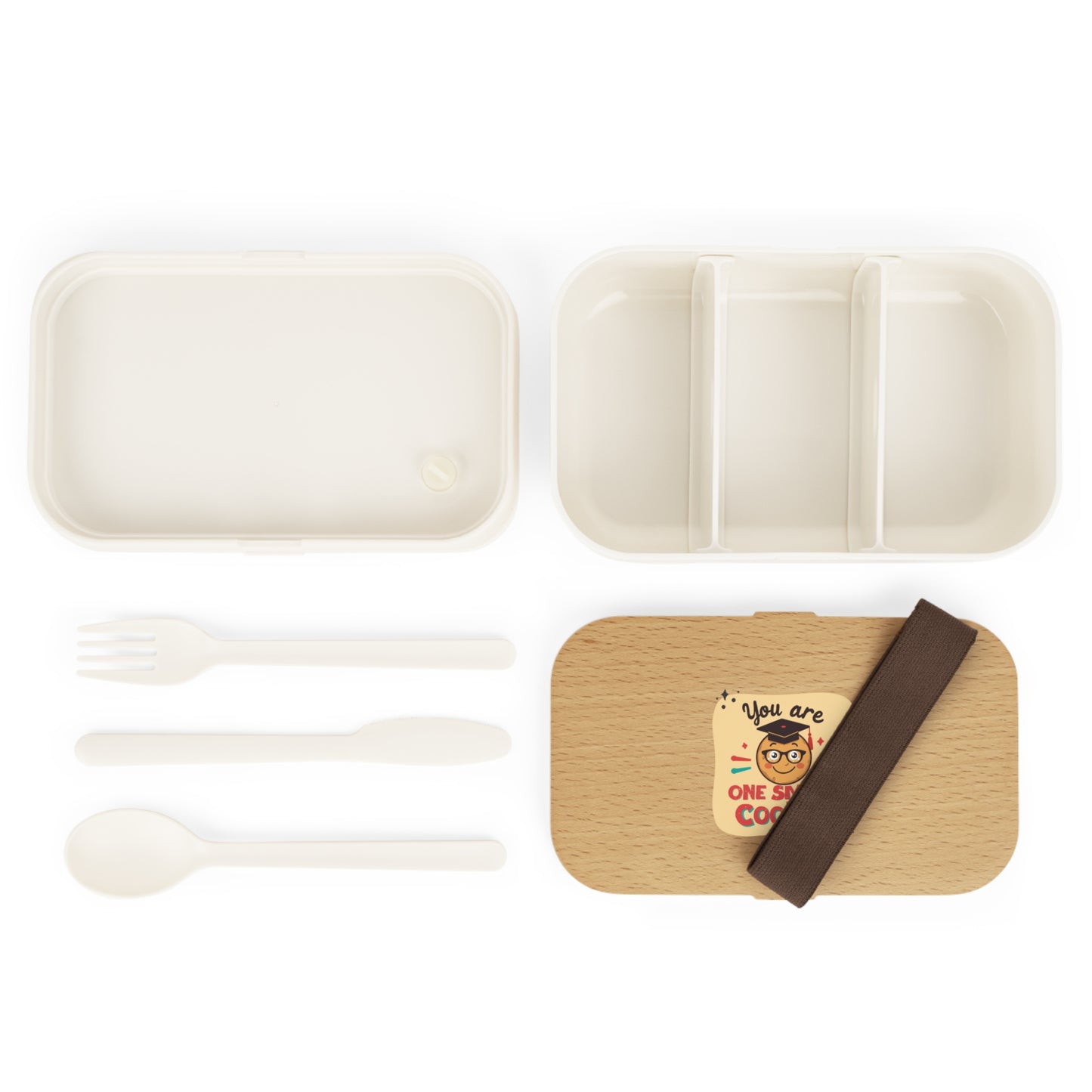 You Are One Smart Cookie Bento Lunch Box | Wood-Look Lid, Silicone Tray