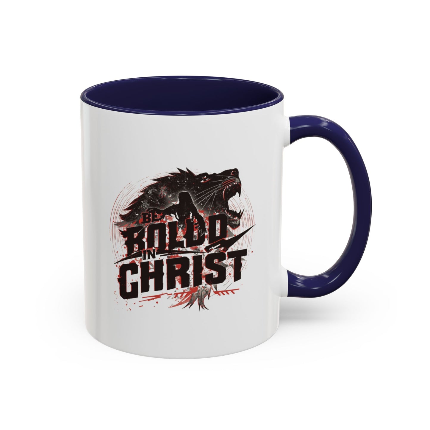 Be Bold In Christ mug | Christian wolf graphic, black accented coffee mug