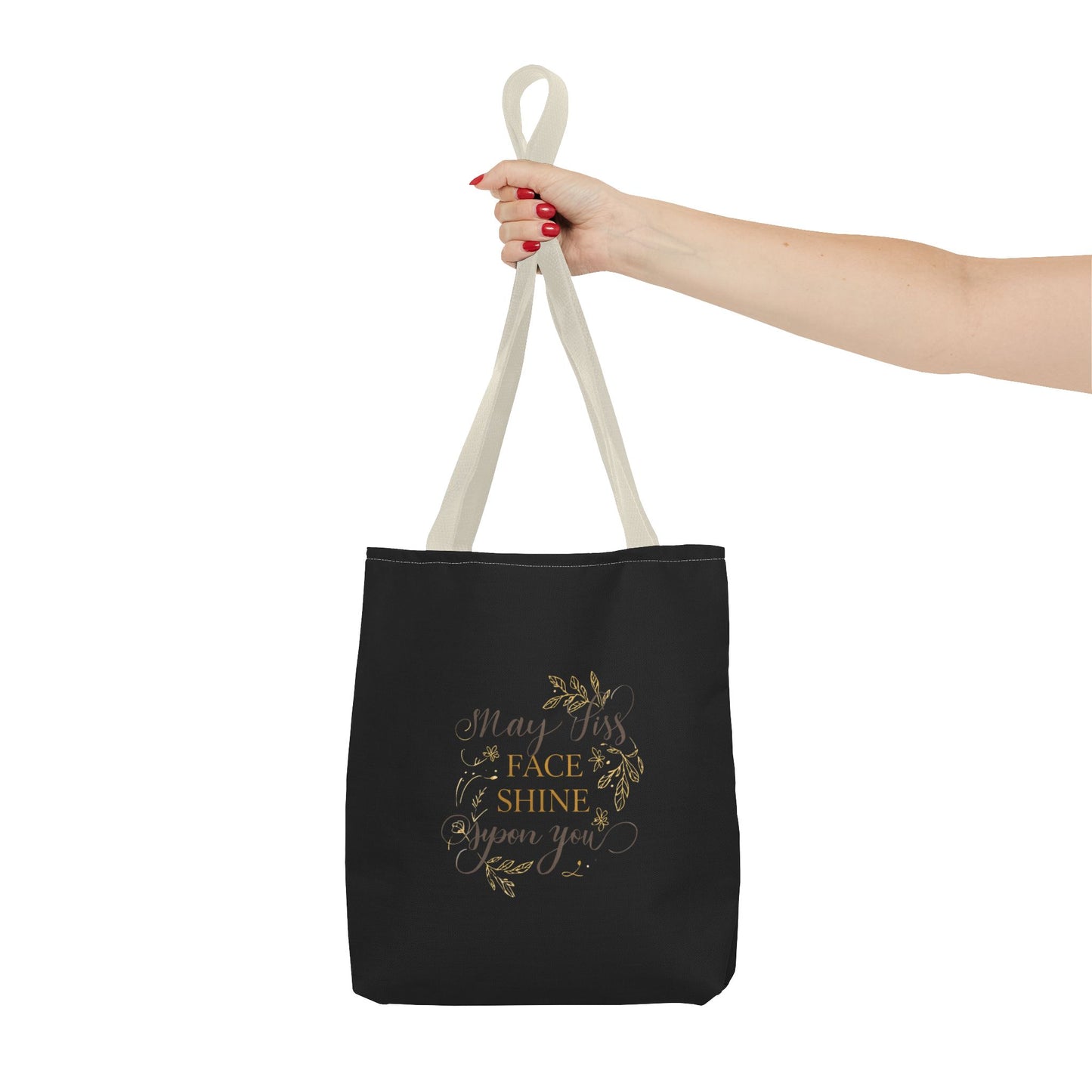 Gold Botanical Lettering Tote Bag | Structured Polyester Market Bag