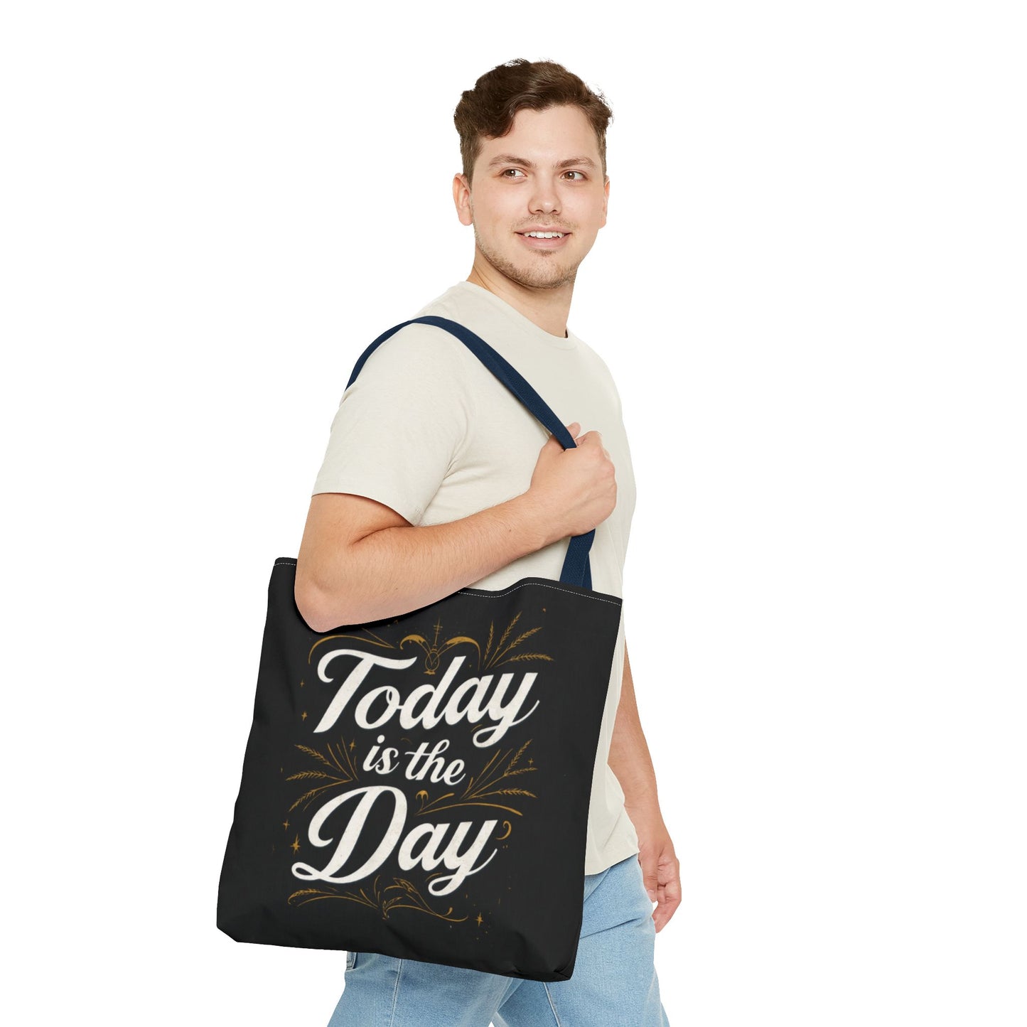 Today Is the Day tote bag | Hand-lettered script, charcoal motivational design