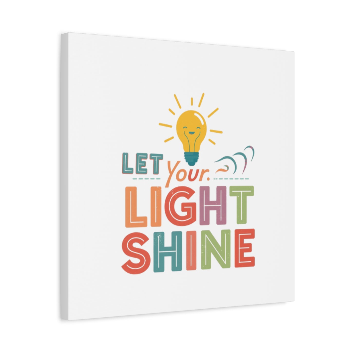 Let Your Light Shine Canvas Print | Smiling Lightbulb Wall Art