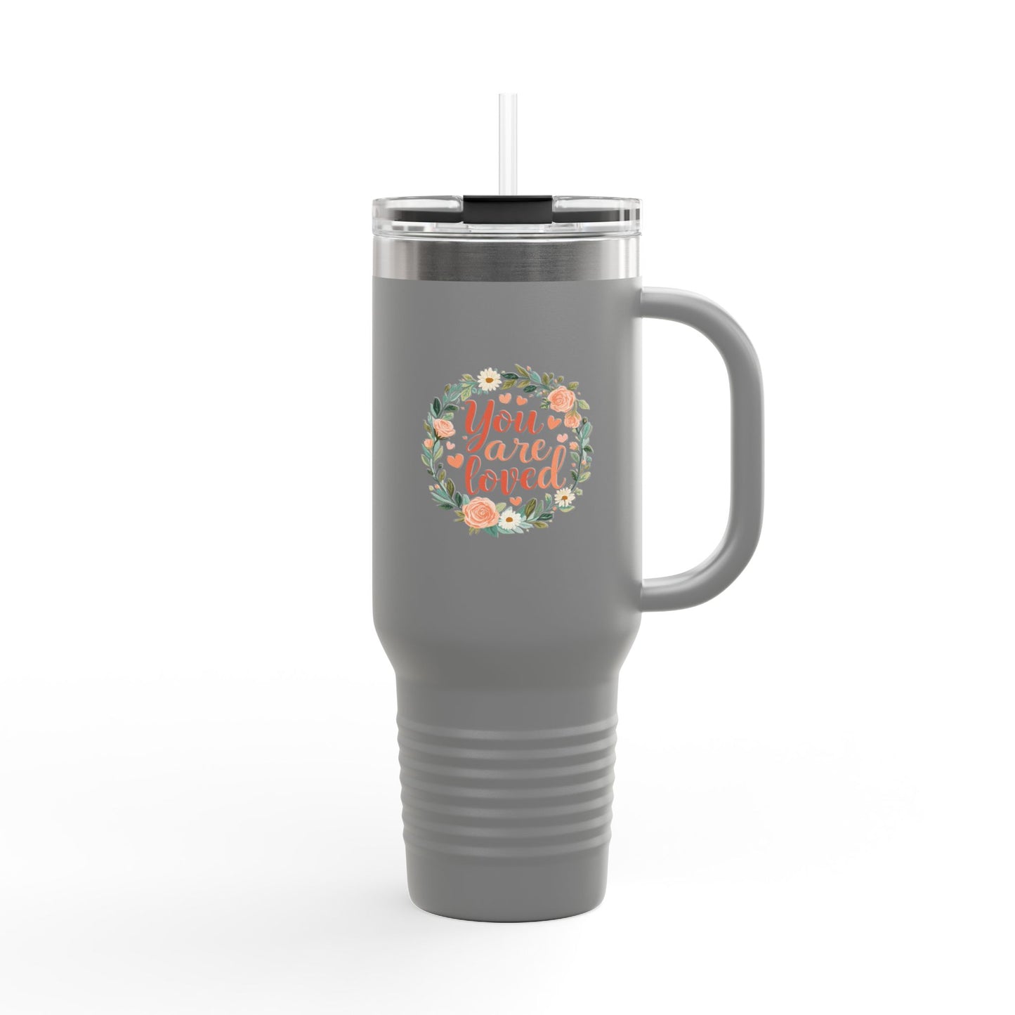 You Are Loved Floral Wreath 40oz Travel Mug | Insulated Tumbler