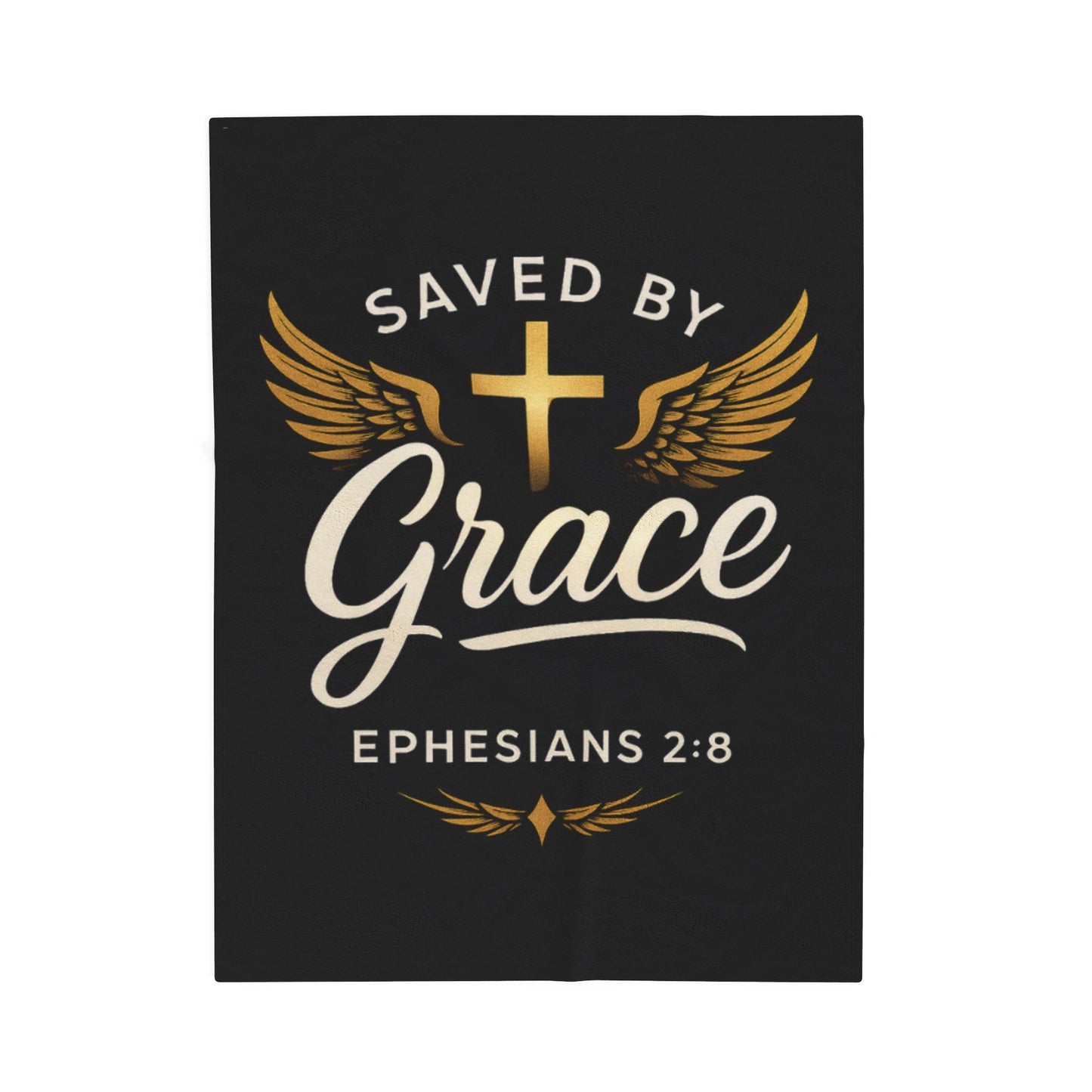 Saved by Grace Velveteen Plush Blanket, Cozy Blanket for Home, Christian Gift, Inspirational Decor, Bible Verse Blanket, Faith and Comfort