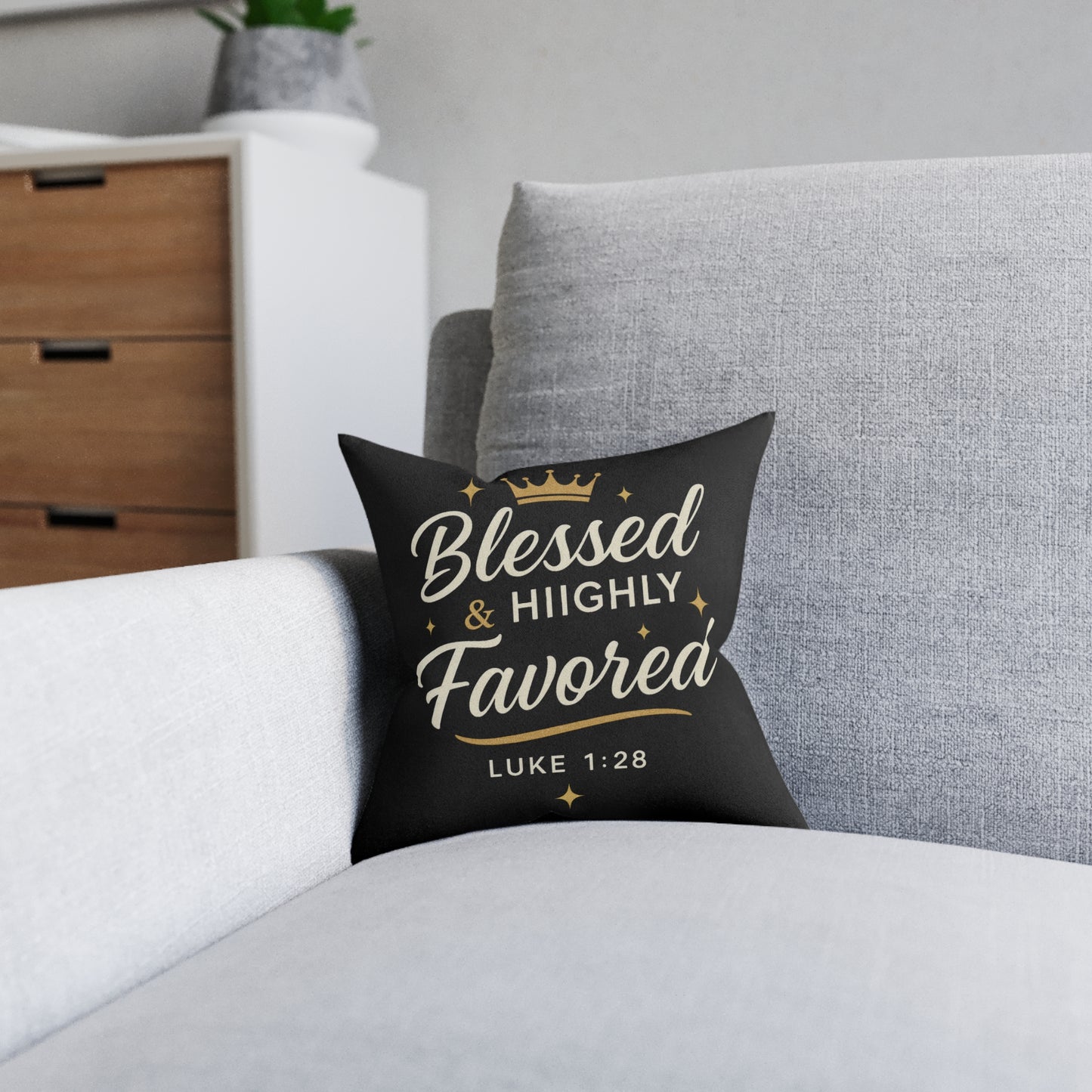 Blessed & Highly Favored Pink Square Pillow - Inspirational Home Decor, Christian Gift, Cozy Living, Faith-Based Decoration, Religious [...]