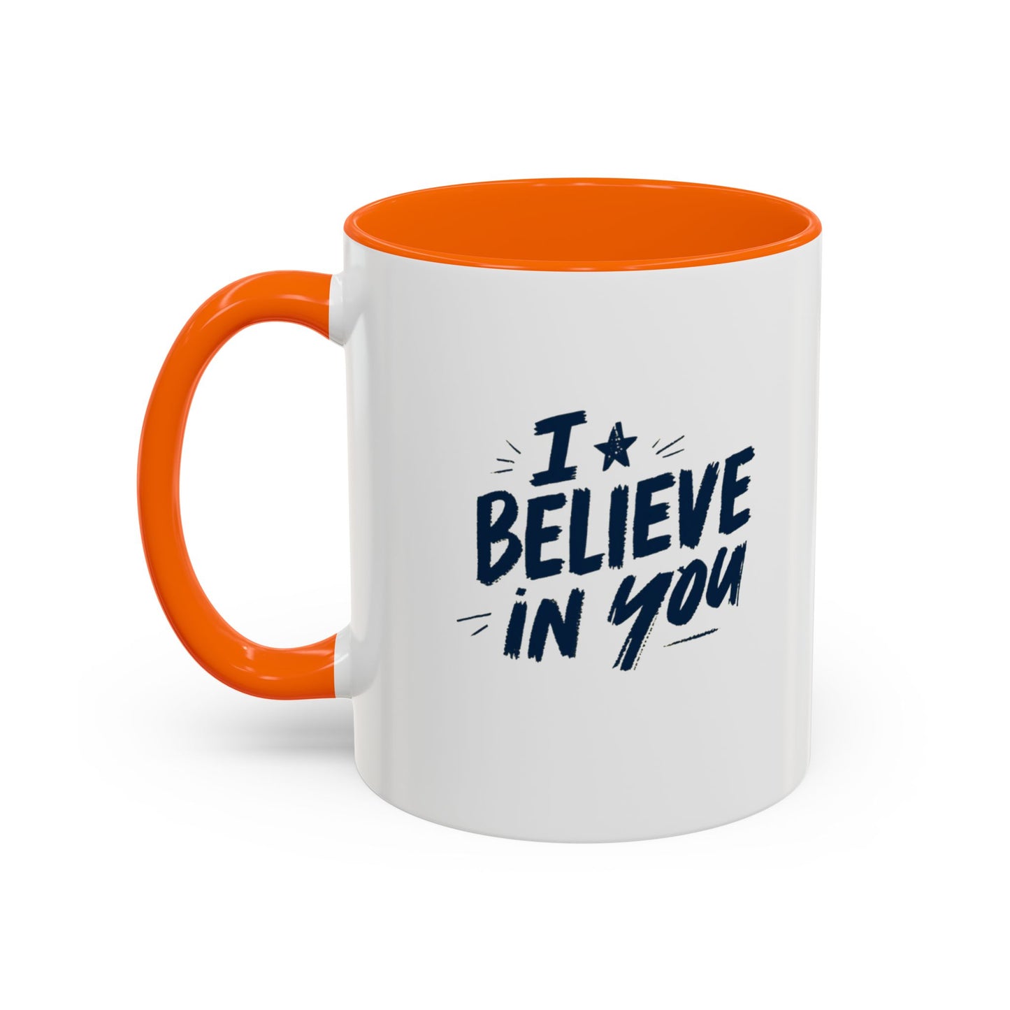 I Believe in You Mug | Accent Coffee Mug, Navy Script on White (11oz & 15oz)