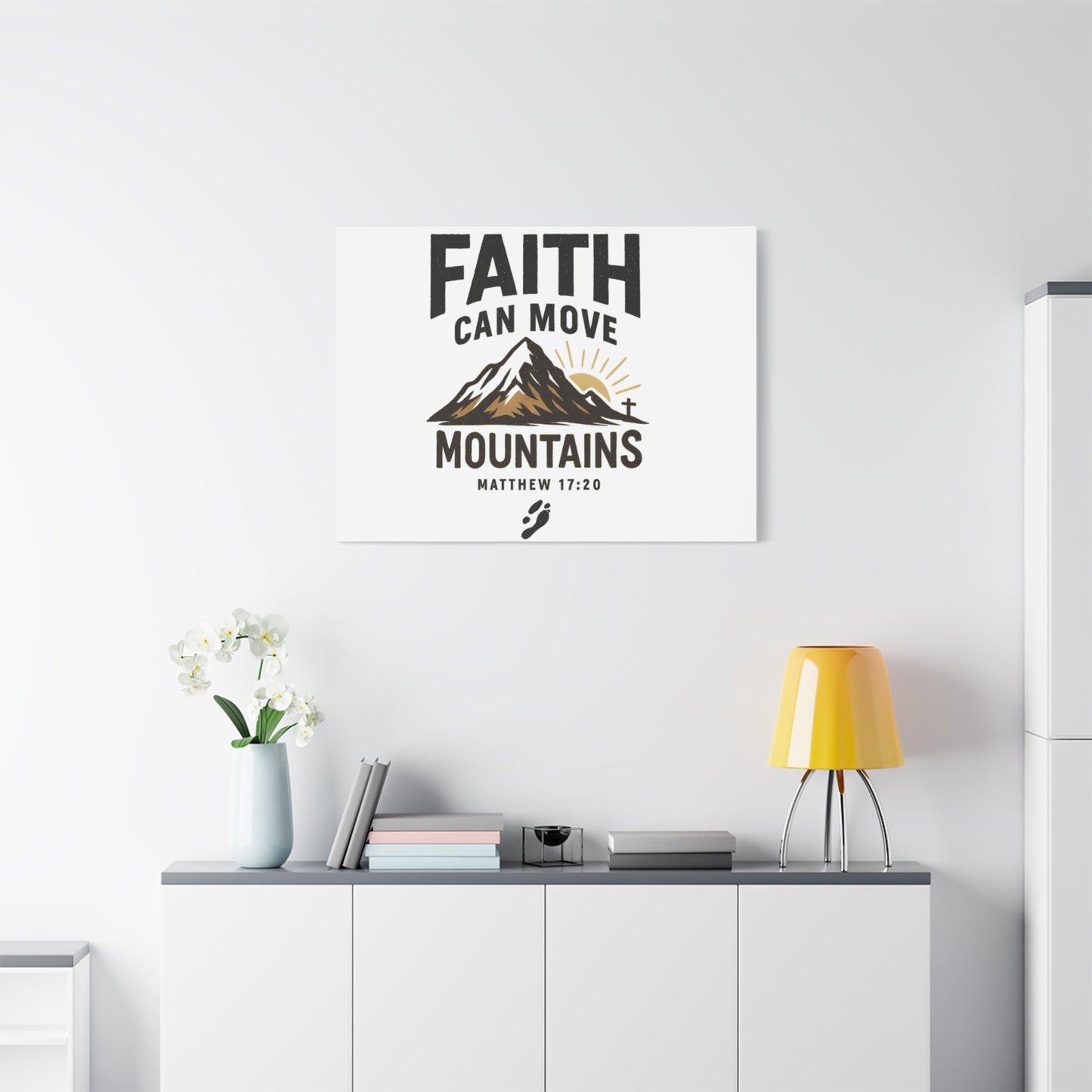 Inspirational Canvas Wall Art | Faith Can Move Mountains, Home Decor, Motivational Art, Gift for Believers, Religious Wall Decor